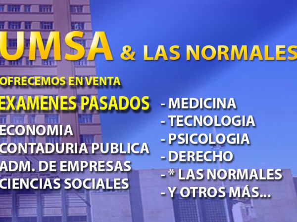 UMSA-Examenes Pasados y otros, La&nbsp;Paz-Bolivia